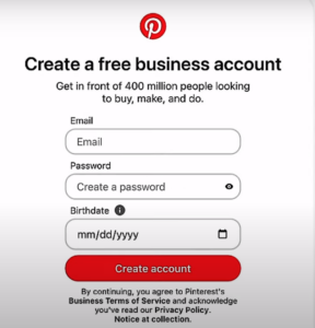 create a Pinterest ads account login