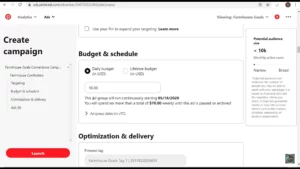 set budget in pinterest Conversion Campaigns